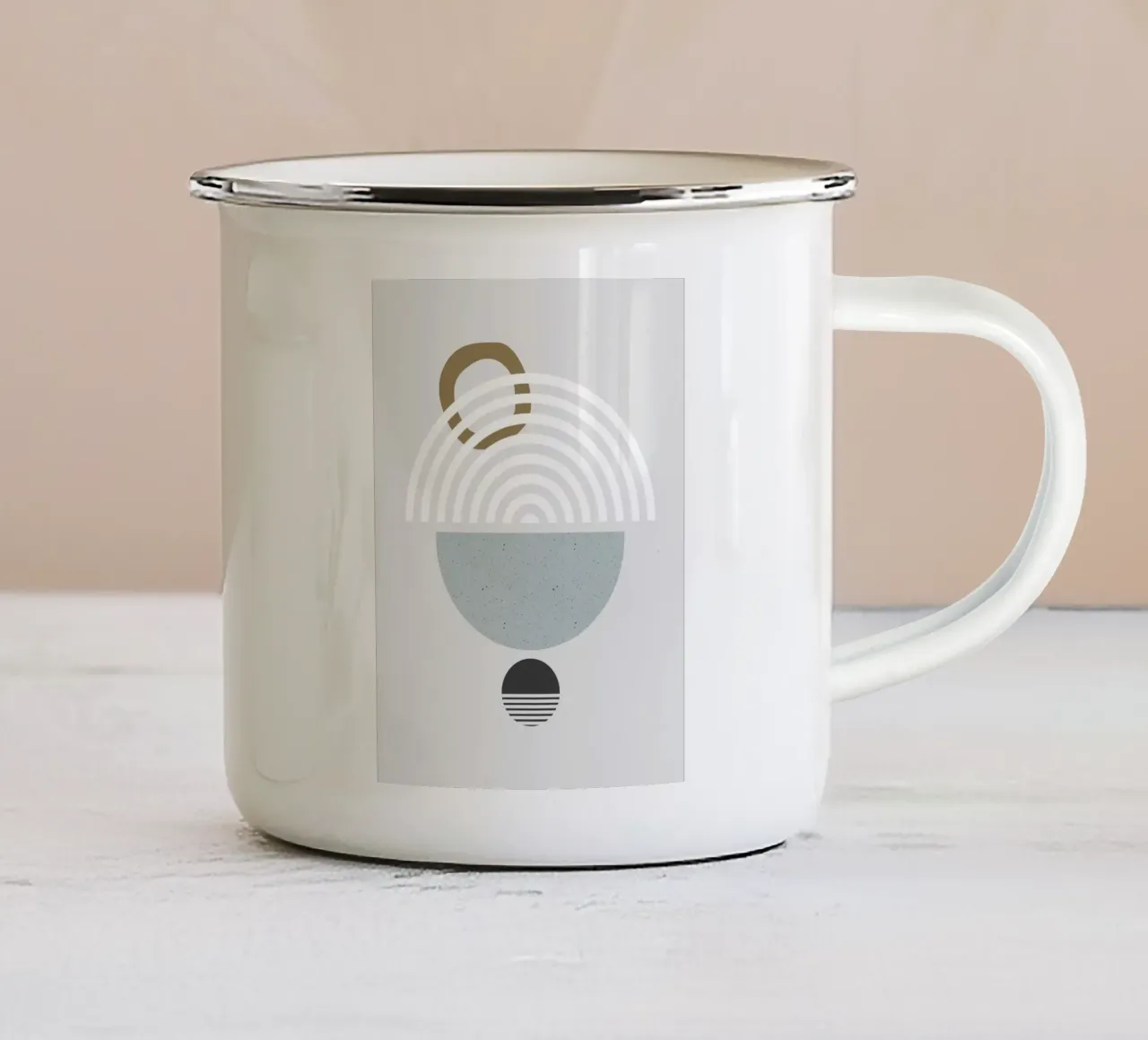 Nursery geometric shapes 02 enamel mug by Little Dean