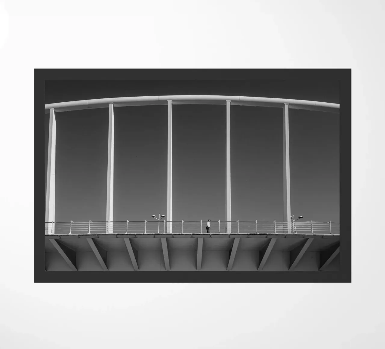 Valencia Bridge - Minimalist architecture in black and white doormat by Bold and Retro