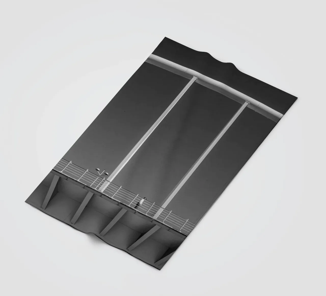 Valencia Bridge - Minimalist architecture in black and white fleece blanket by Bold and Retro