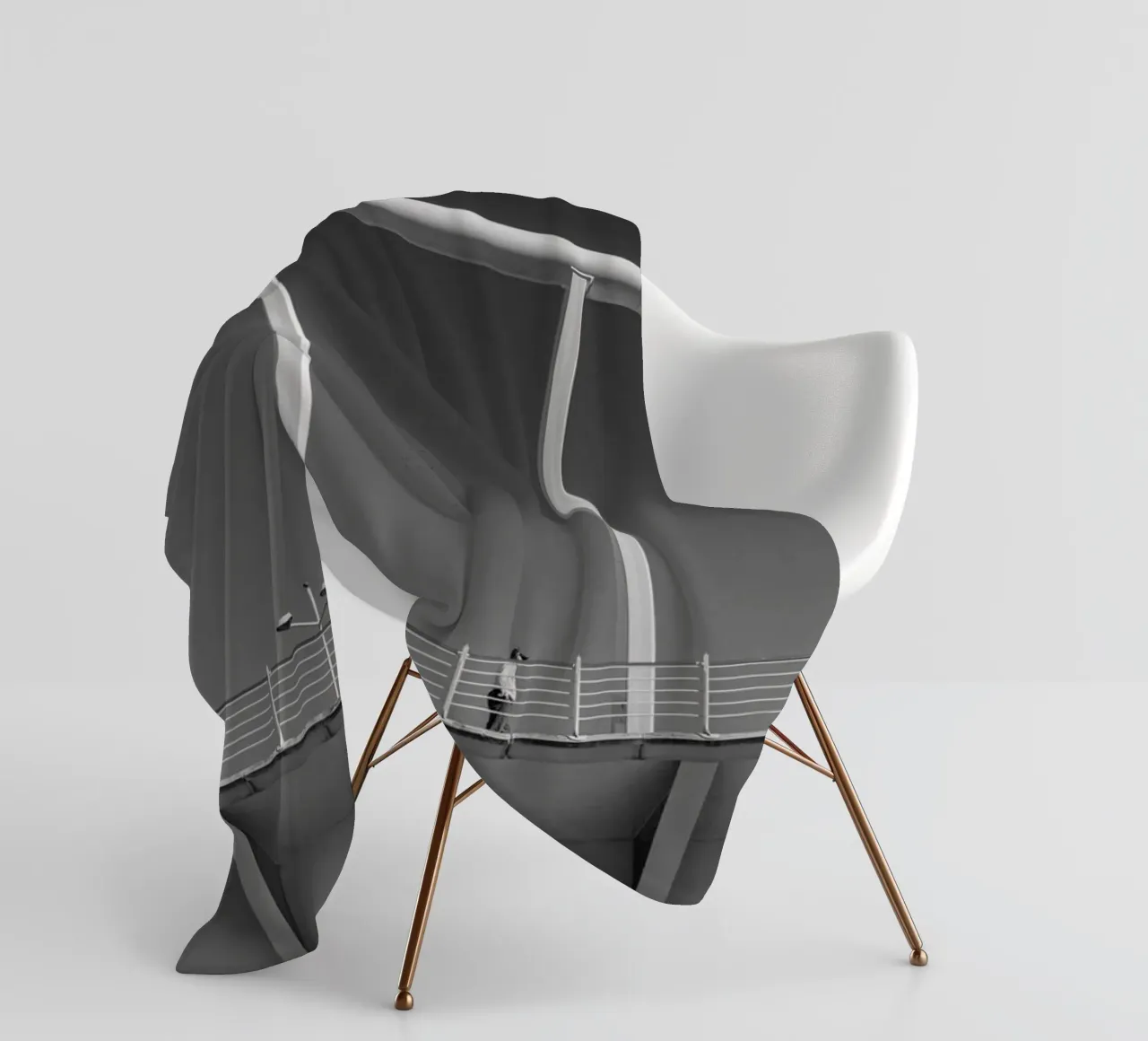 Valencia Bridge - Minimalist architecture in black and white fleece blanket by Bold and Retro