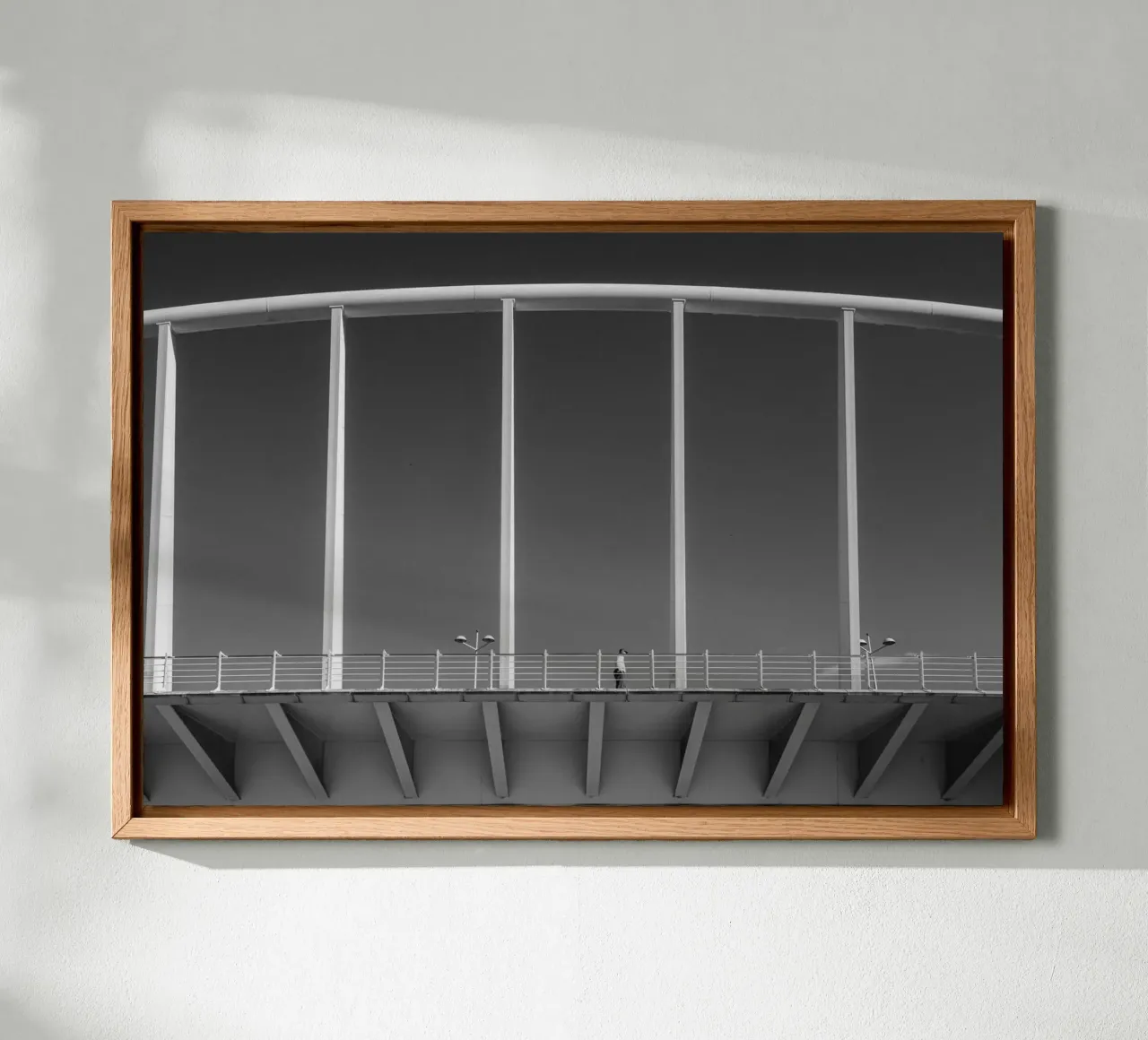 Valencia Bridge - Minimalist architecture in black and white canvas by Bold and Retro