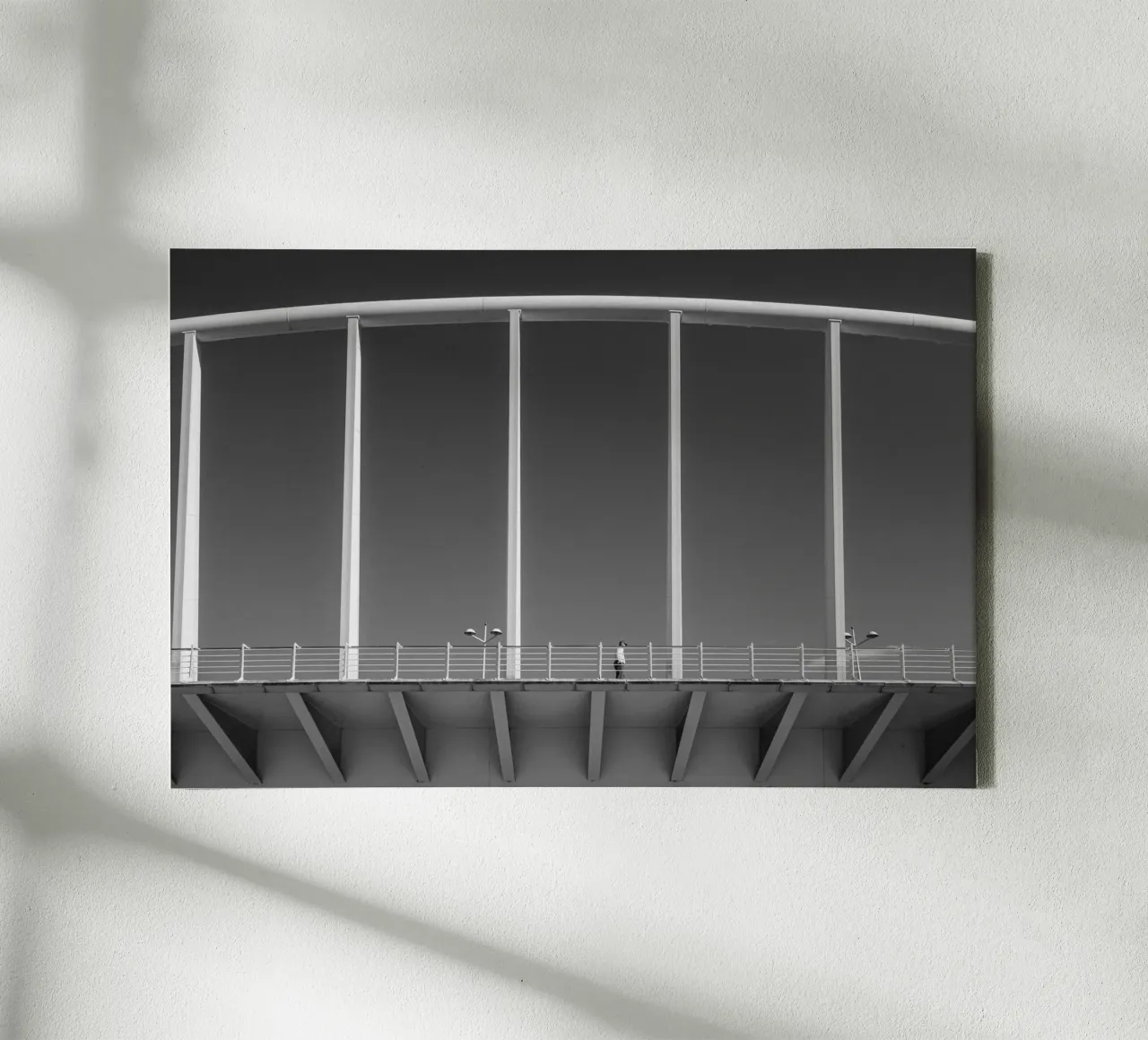 Valencia Bridge - Minimalist architecture in black and white canvas by Bold and Retro