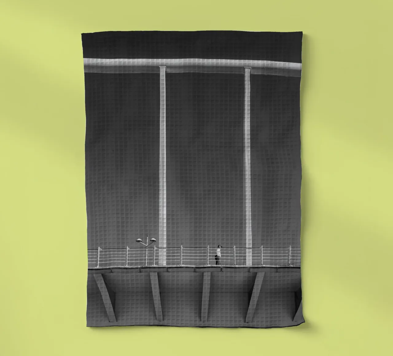Valencia Bridge - Minimalist architecture in black and white tea towel by Bold and Retro