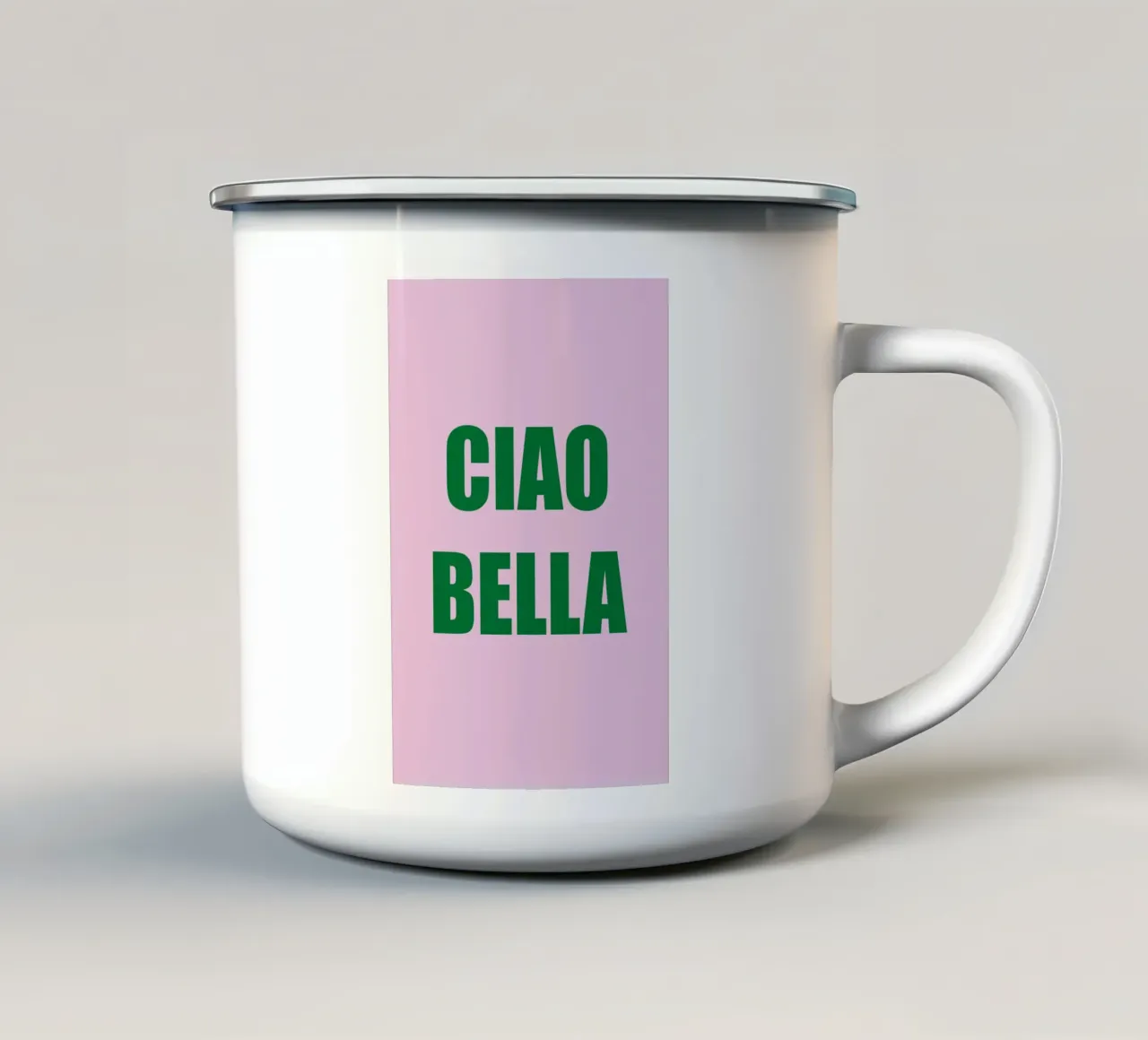 Ciao Bella Pink and Green tazza in smalto da GraceDigitalArtCo