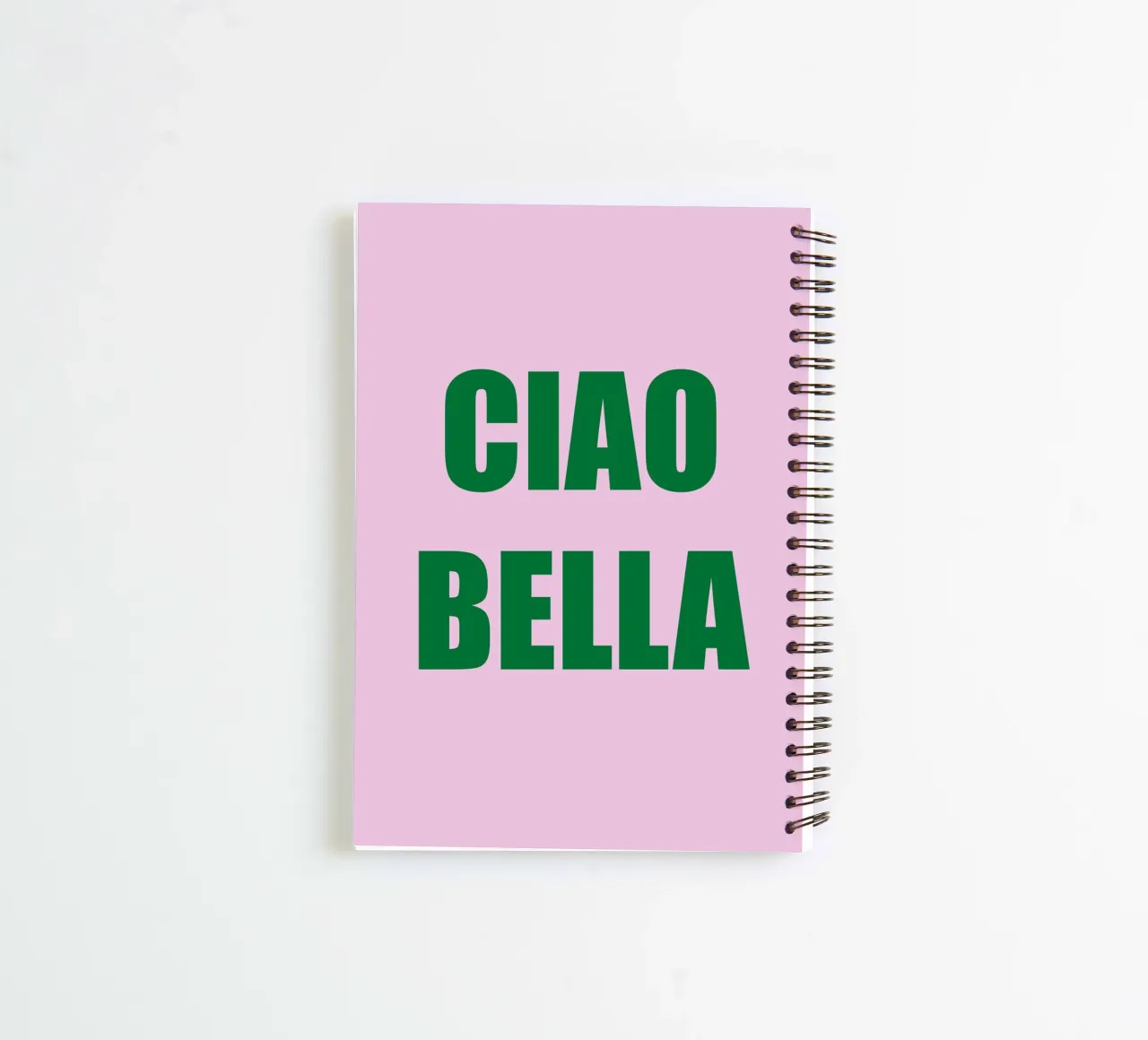 Ciao Bella Pink and Green spiral notebook by GraceDigitalArtCo