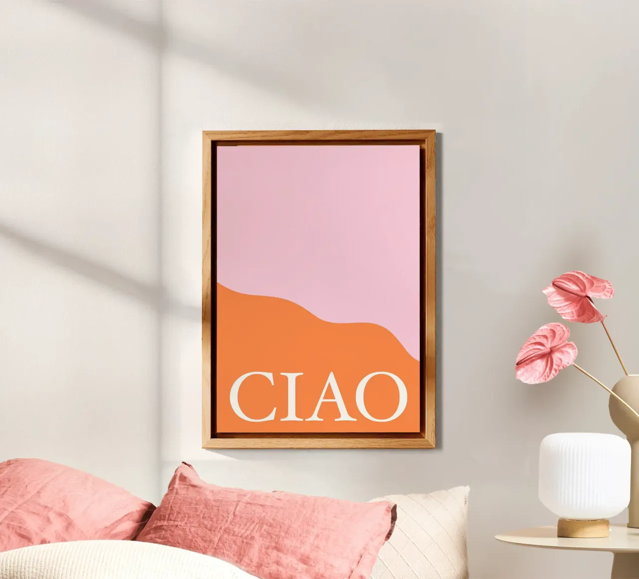 Ciao Pink and Orange alluminio dibond da GraceDigitalArtCo