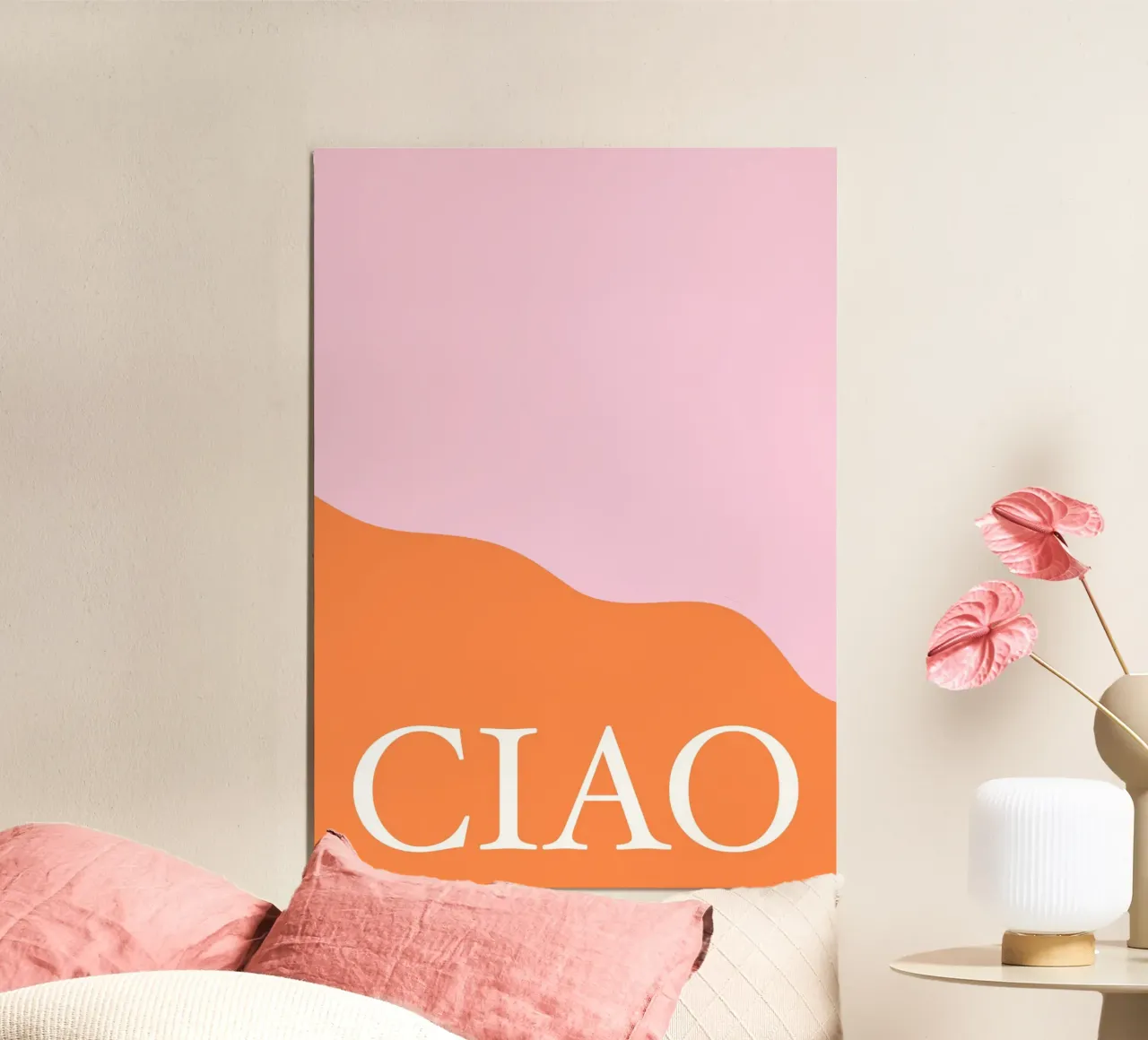 Ciao Pink and Orange alluminio dibond da GraceDigitalArtCo