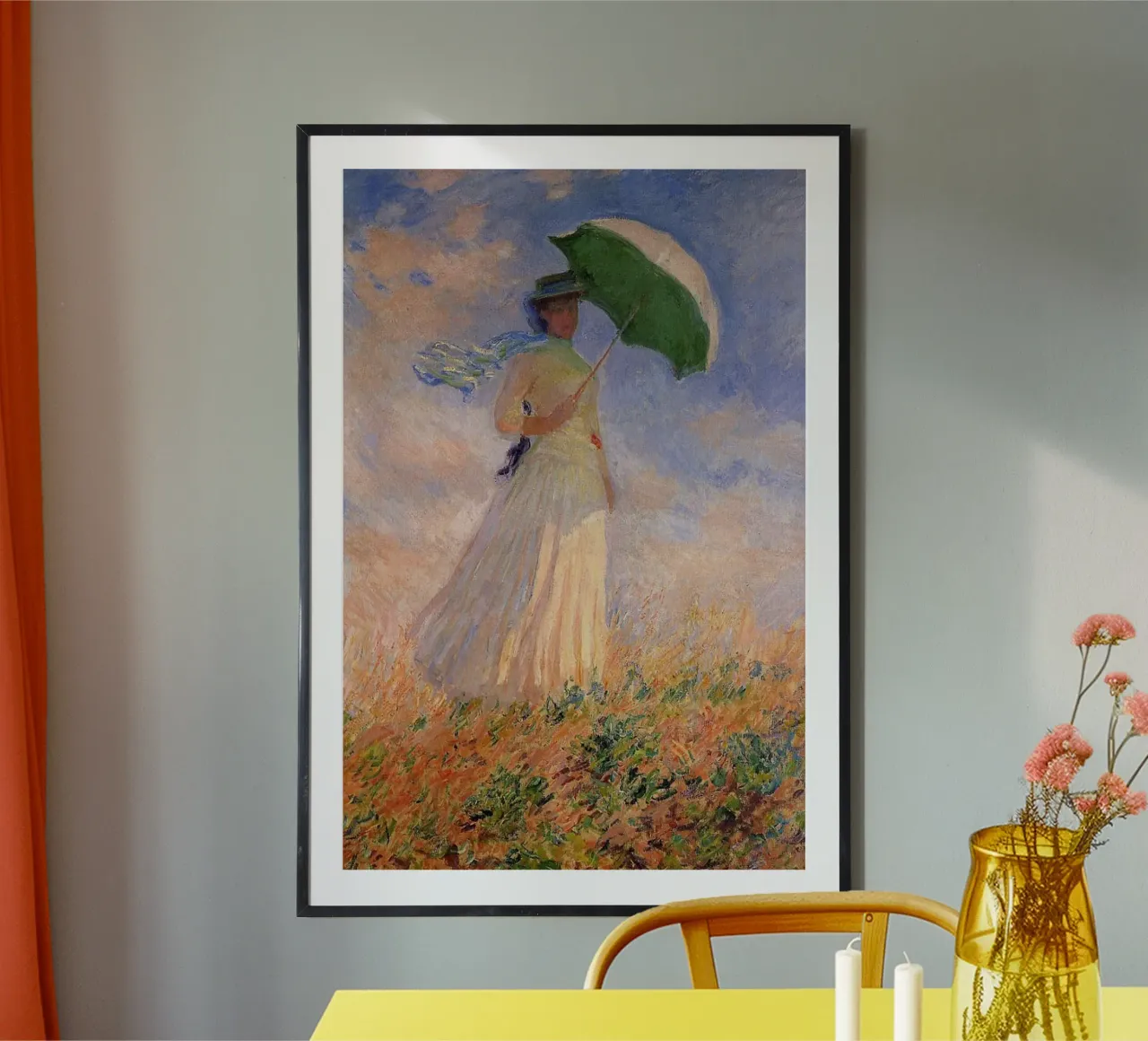 vrouw paraplu zonlicht overdag claude monet poster met kunststof frame van belong shop