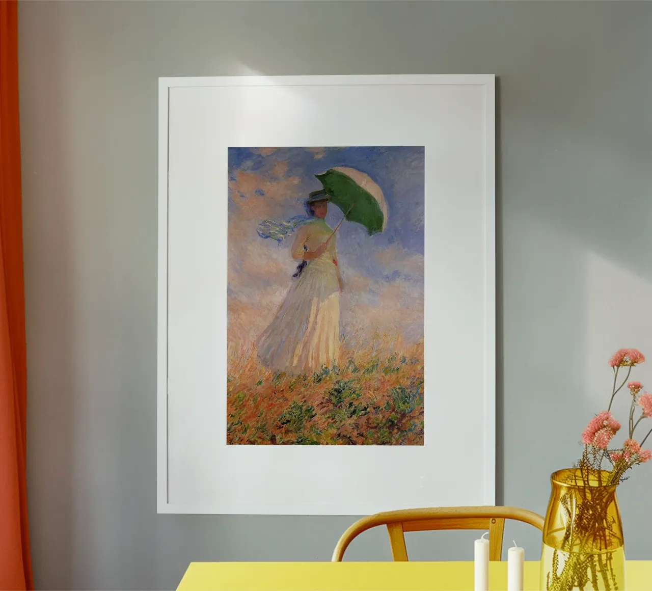 vrouw paraplu zonlicht overdag claude monet poster met kunststof frame van belong shop