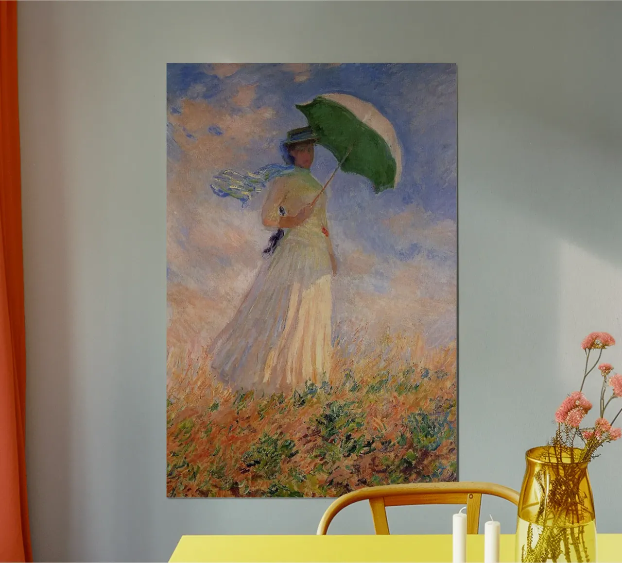 vrouw paraplu zonlicht overdag claude monet poster met kunststof frame van belong shop