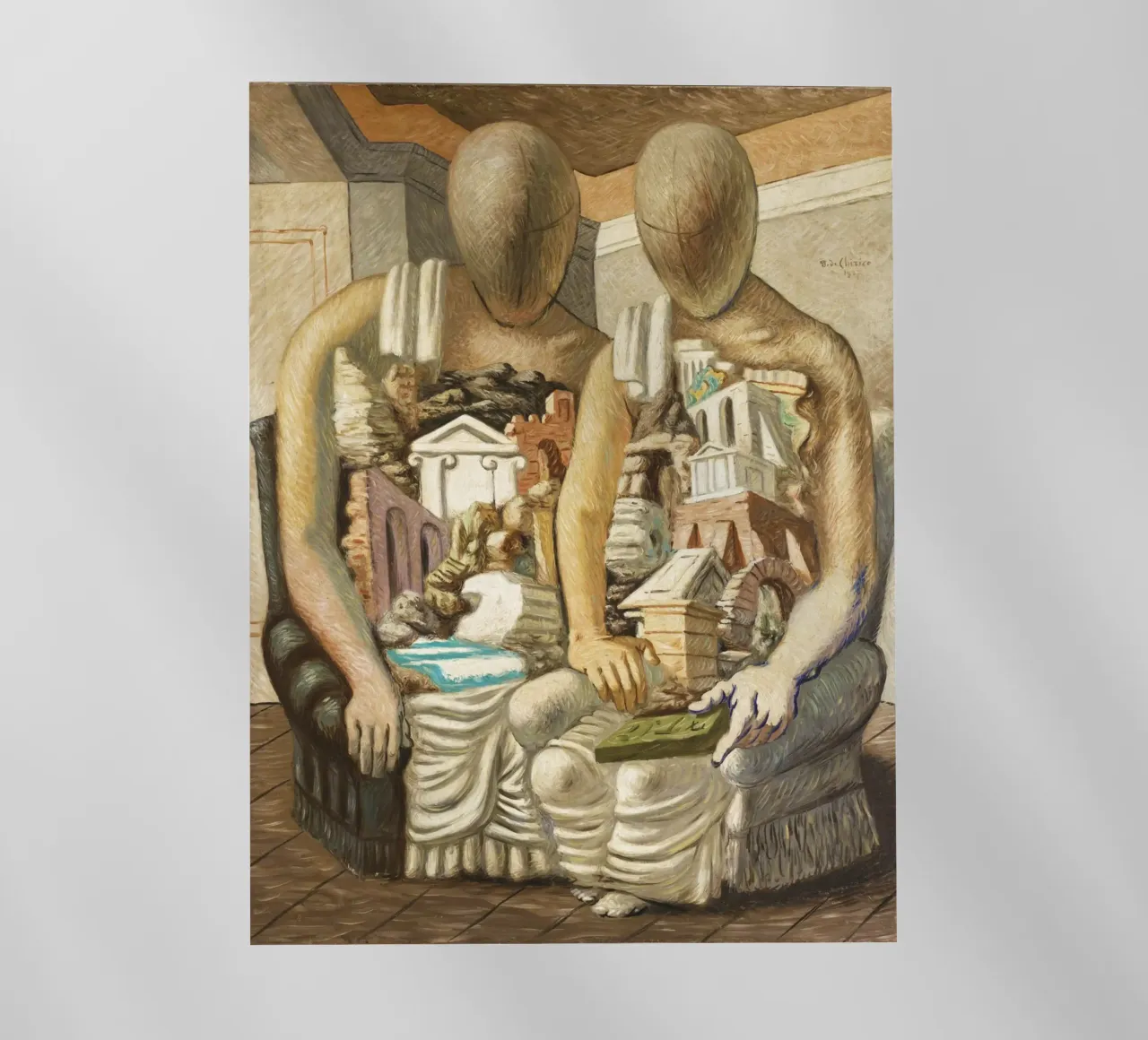 Gli Archeologi by Giorgio de Chirico pellicola backlit da Classic Art Prints