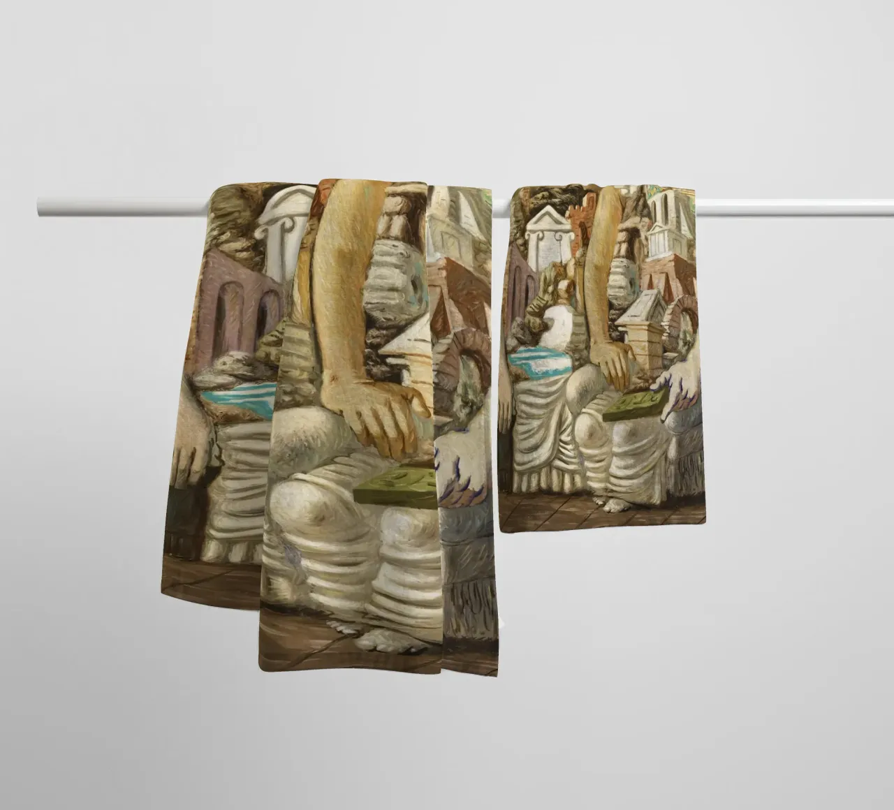 Gli Archeologi by Giorgio de Chirico asciugamano da bagno da Classic Art Prints