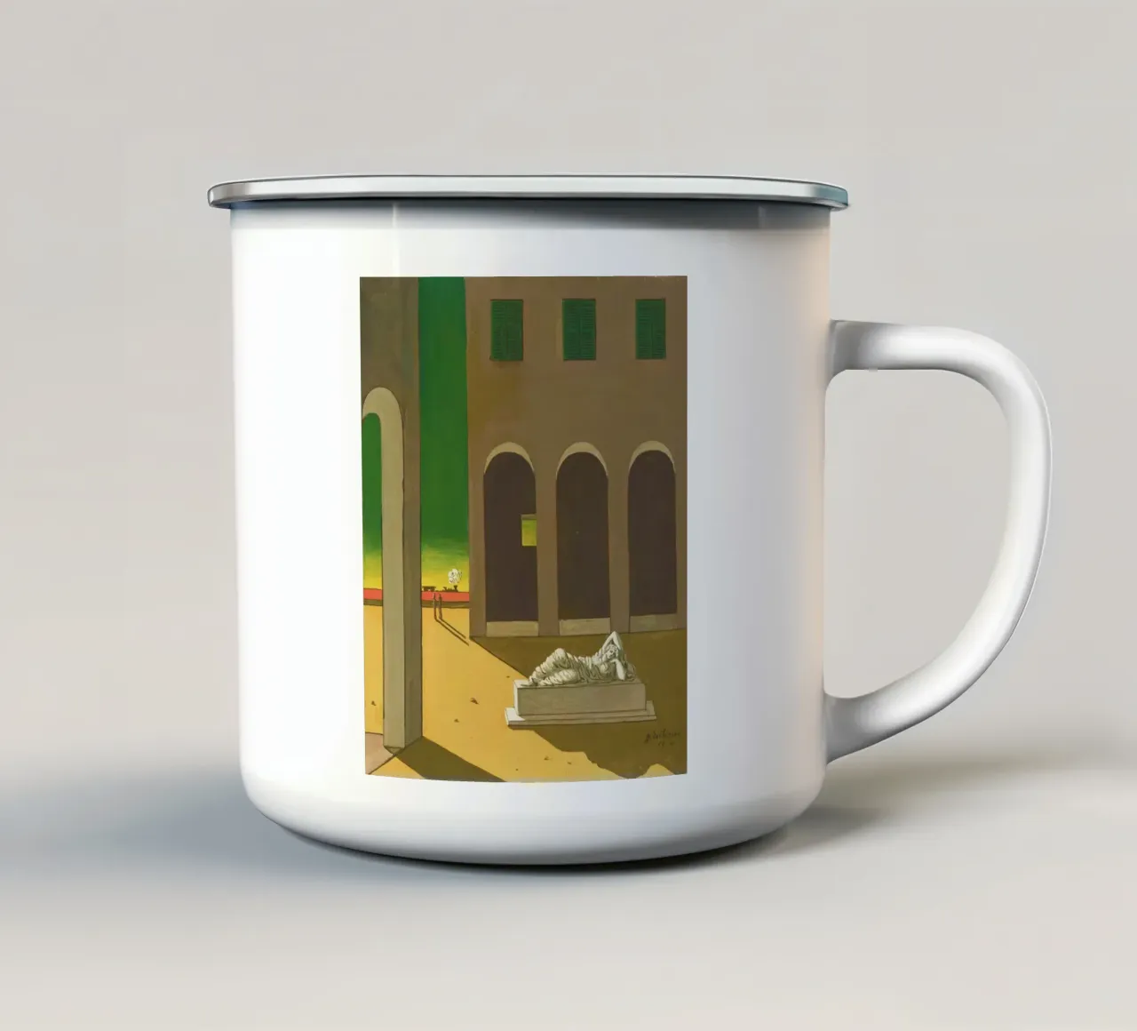 Piazza d’Italia by Giorgio de Chirico tazza in smalto da Classic Art Prints