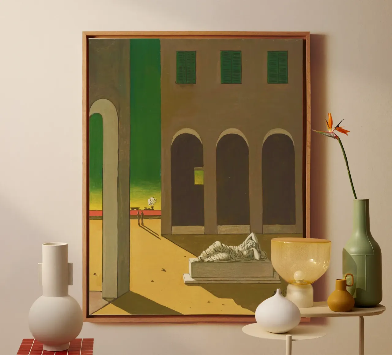 Piazza d'Italia door Giorgio de Chirico canvas met Baklijst van Classic Art Prints
