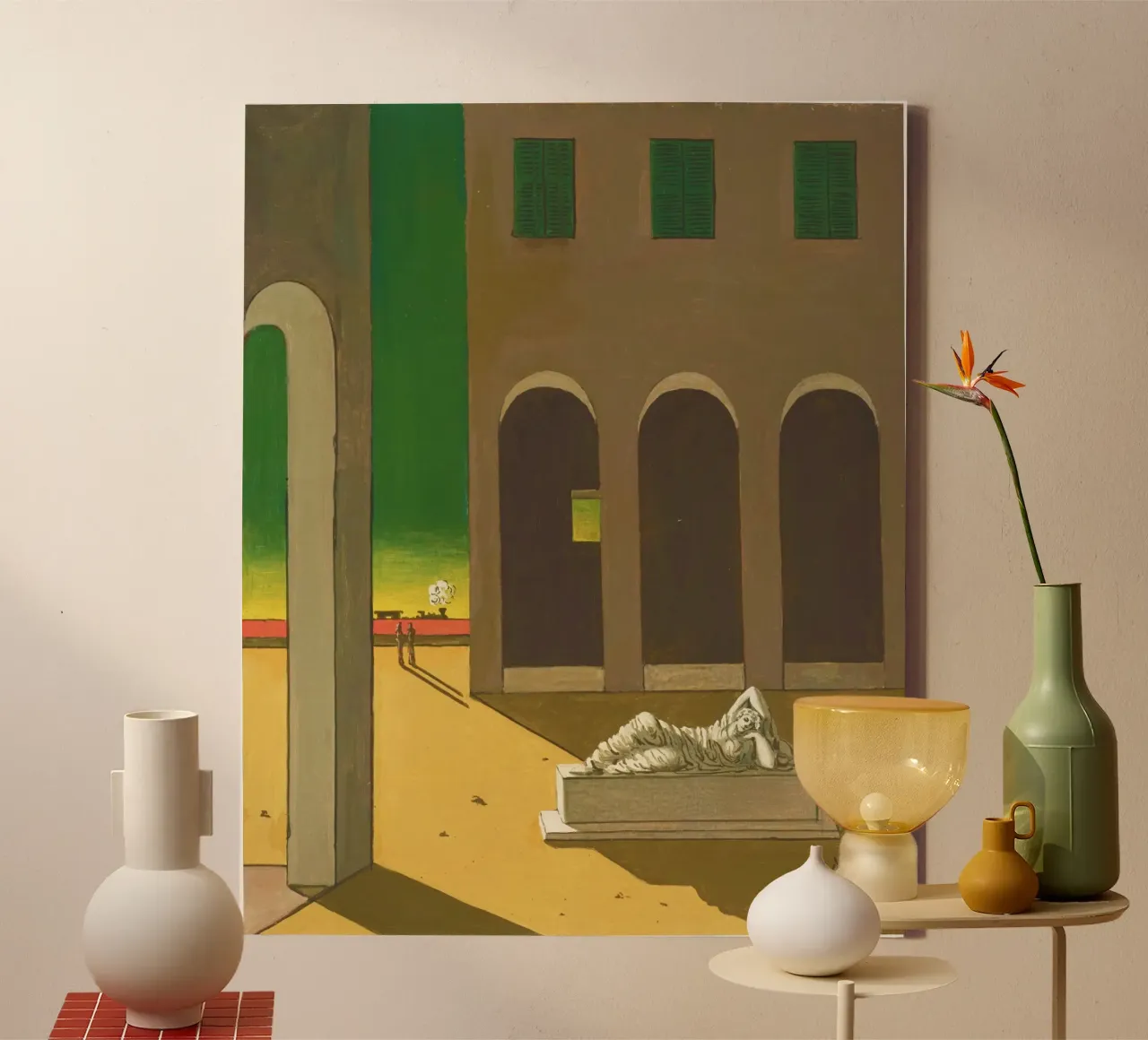 Piazza d'Italia door Giorgio de Chirico canvas met Baklijst van Classic Art Prints