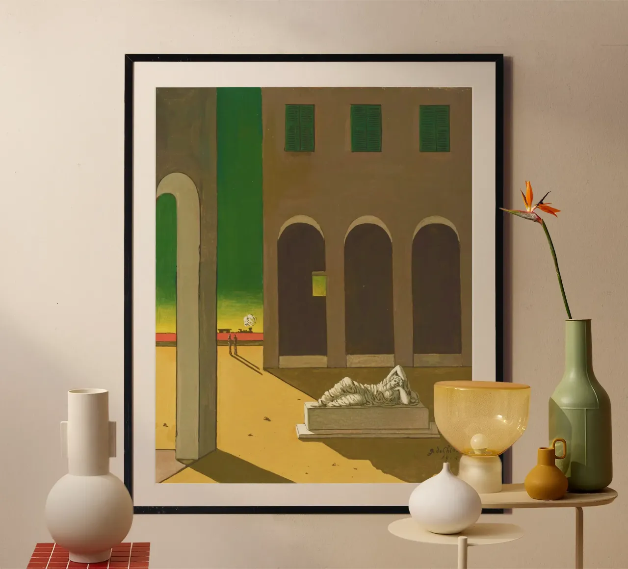 Piazza d’Italia by Giorgio de Chirico poster con telaio in alluminio da Classic Art Prints
