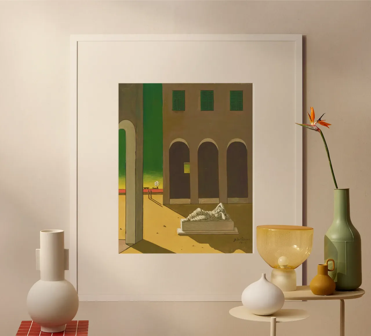 Piazza d’Italia by Giorgio de Chirico poster con telaio in alluminio da Classic Art Prints
