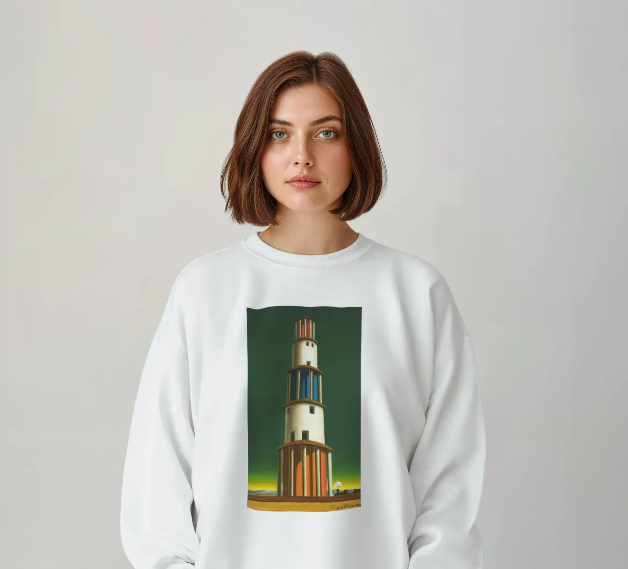 La Torre e il Treno by Giorgio de Chirico felpa da Classic Art Prints