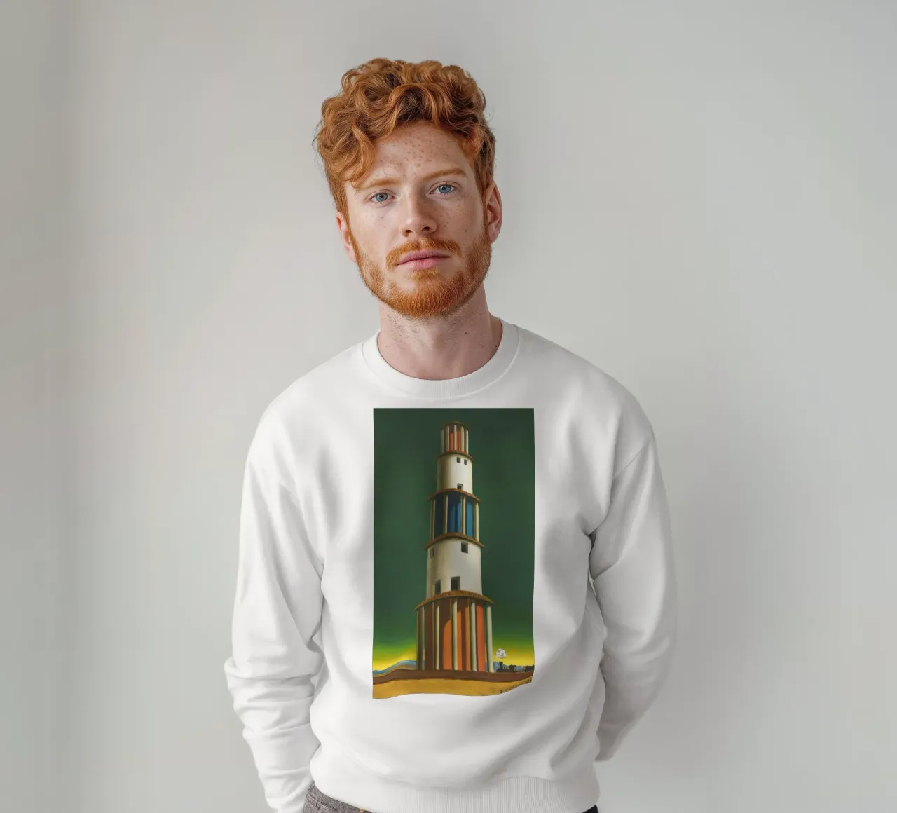 La Torre e il Treno by Giorgio de Chirico felpa da Classic Art Prints