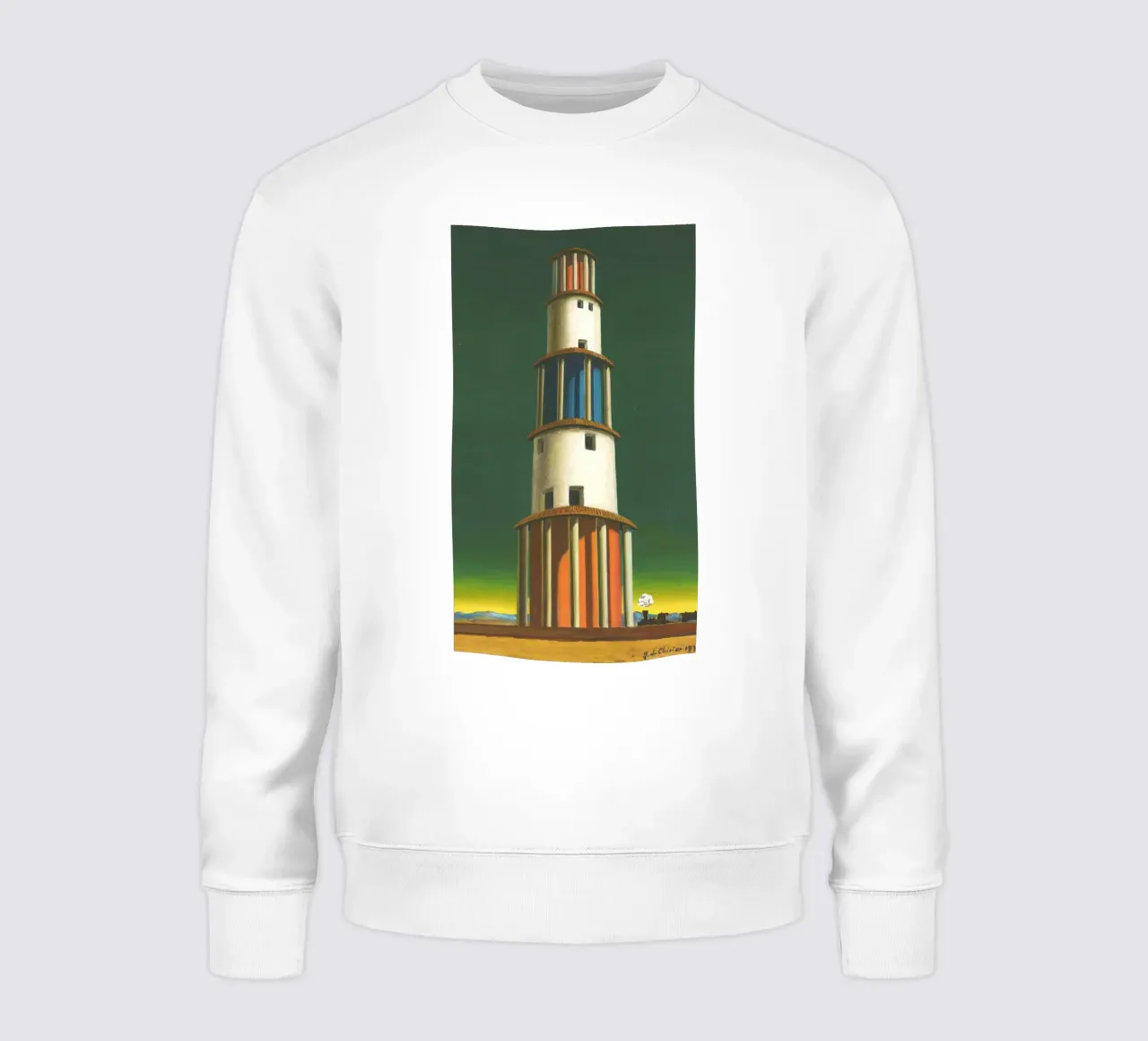 La Torre e il Treno by Giorgio de Chirico felpa da Classic Art Prints