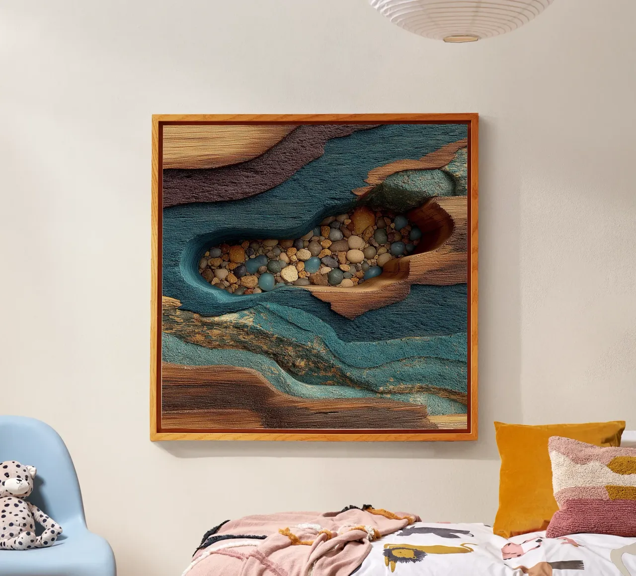 Legno blu con pietre plexiglass da Little Things
