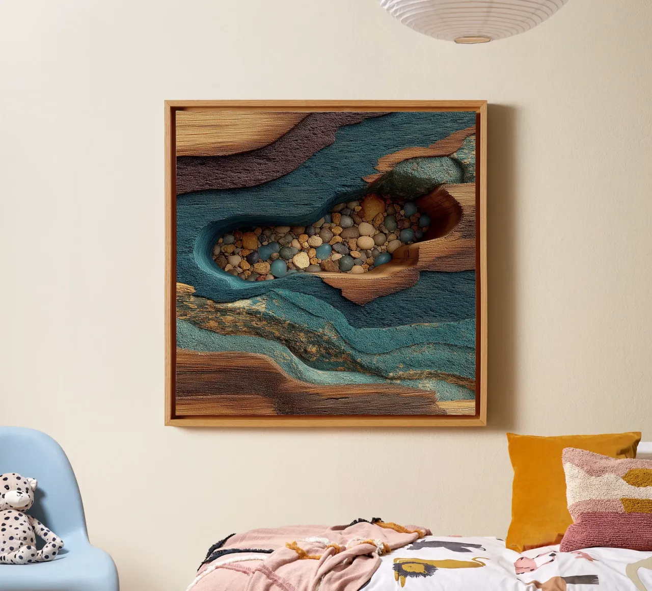 Legno blu con pietre tela da Little Things