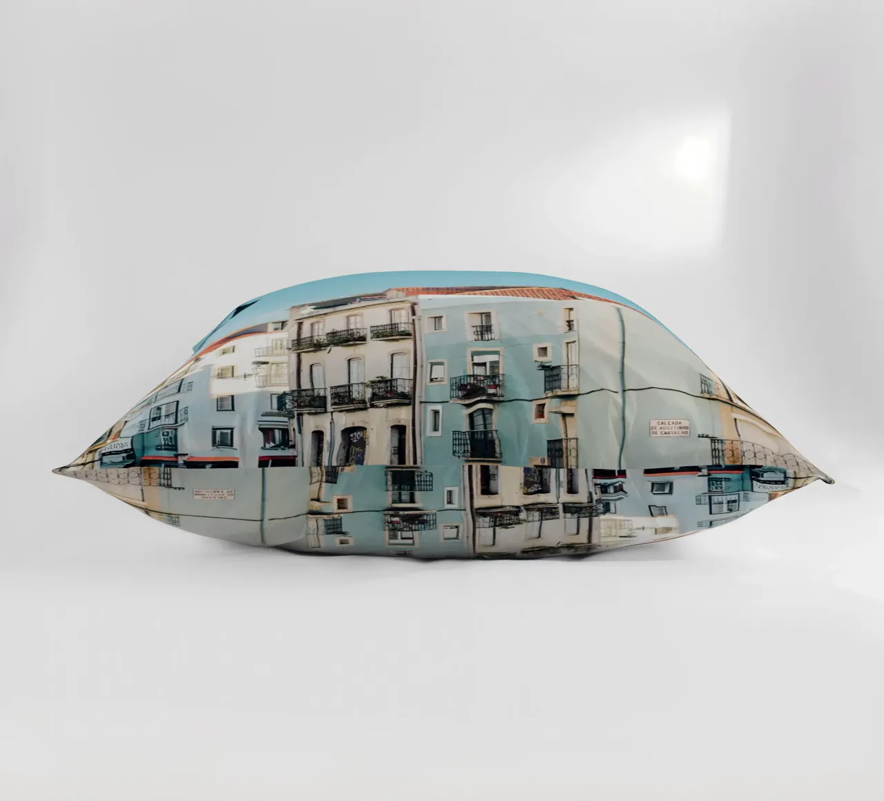 Street Citiscape in Lisbon decorative cushion by KISSA STUDIO