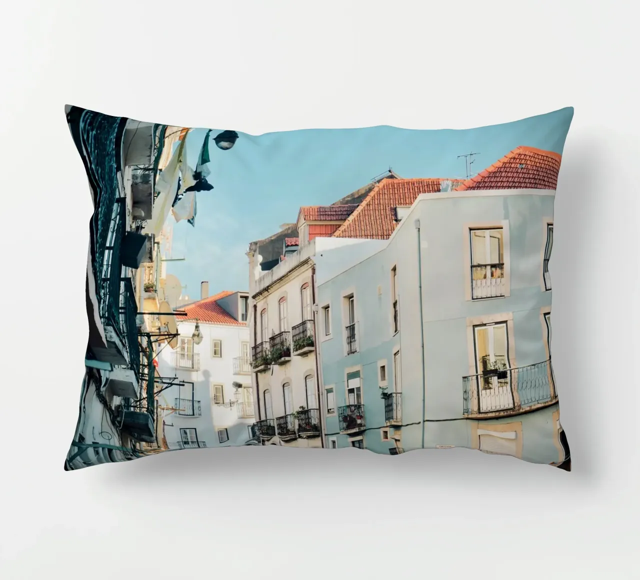 Street Citiscape in Lisbon decorative cushion by KISSA STUDIO