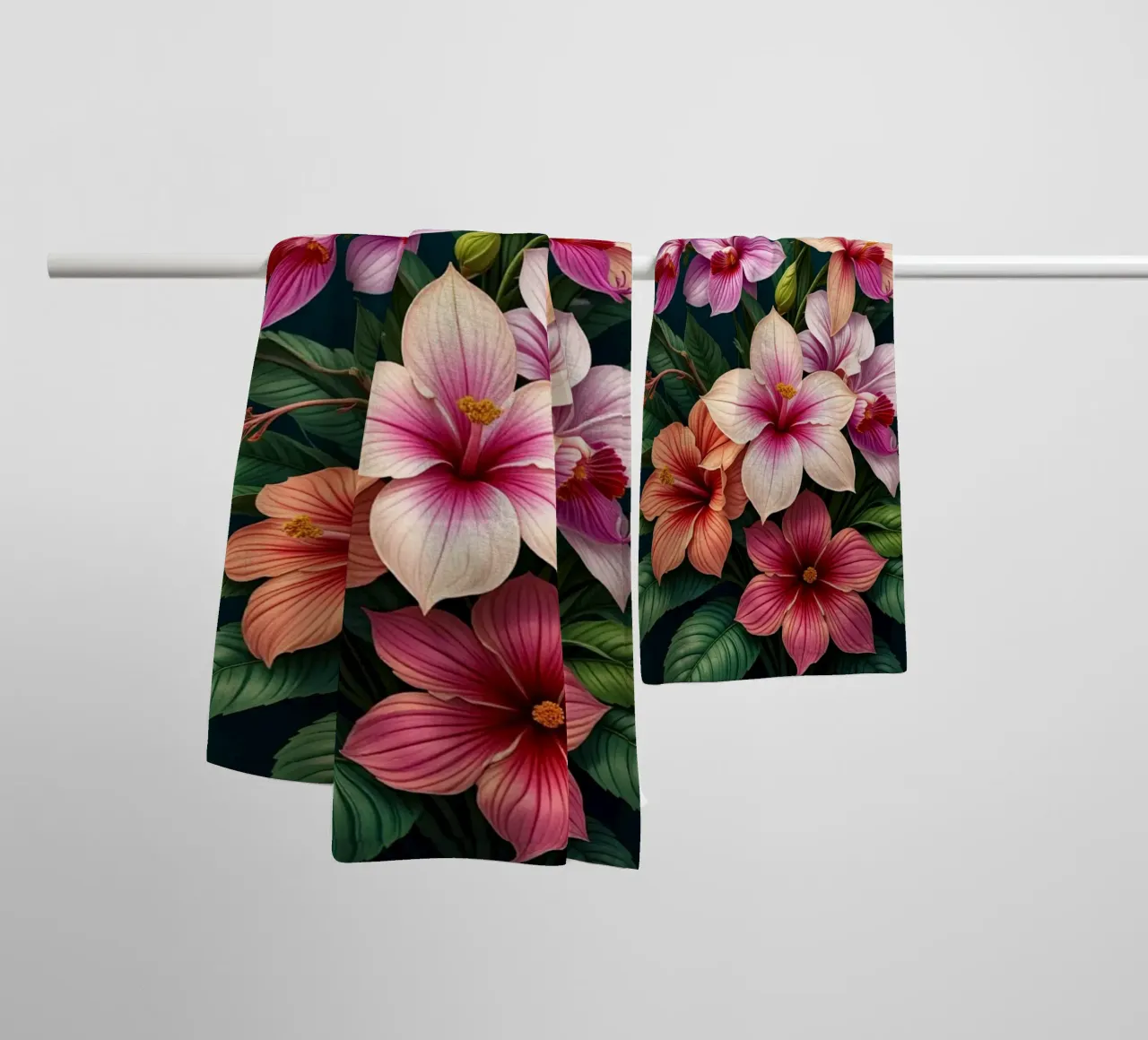Symphonie d'orchidées tropicales et d'hibiscus serviette de bain de Artistic-shop
