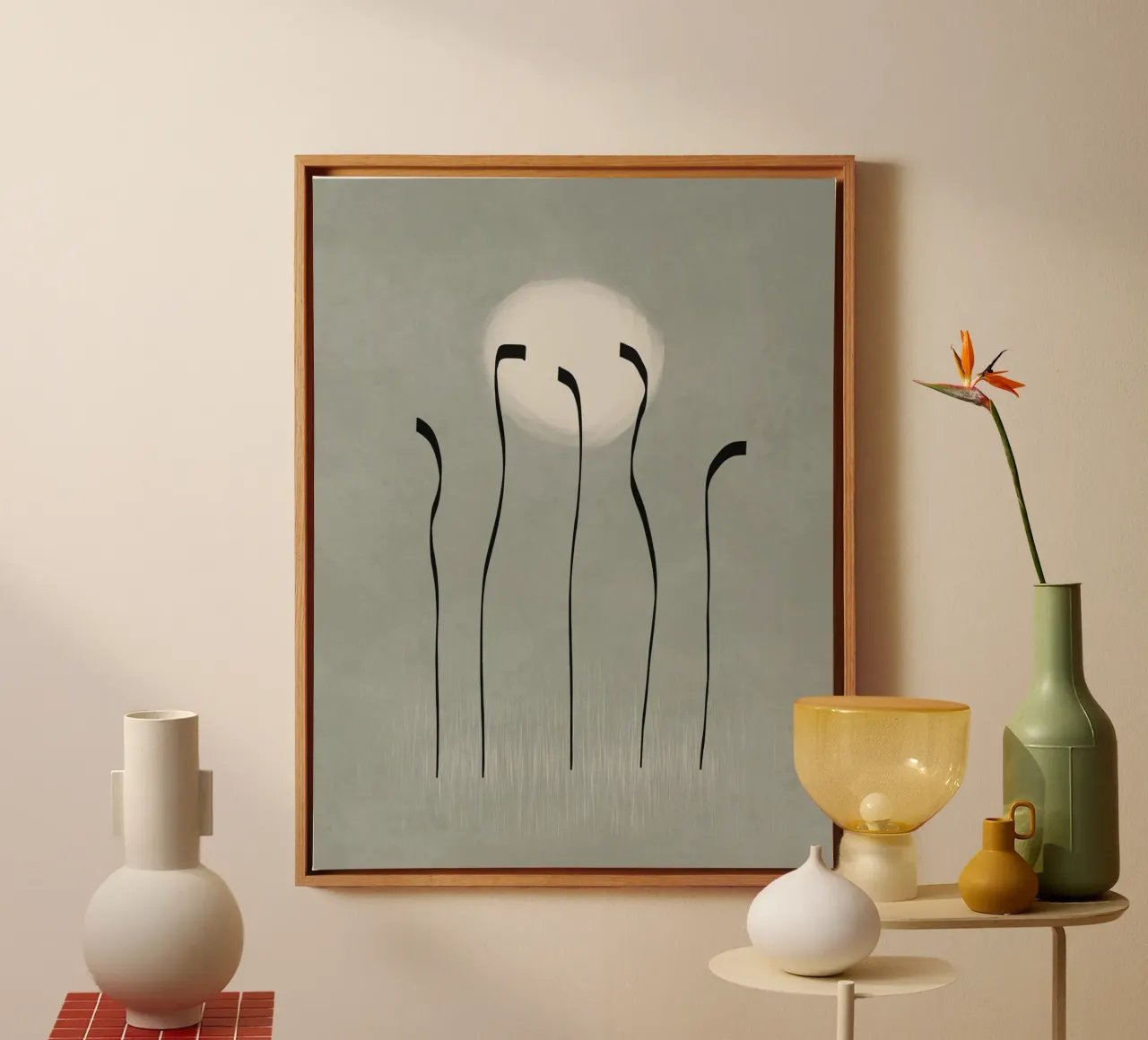 Dancing in the moonlight in sage green tela da Imaginative
