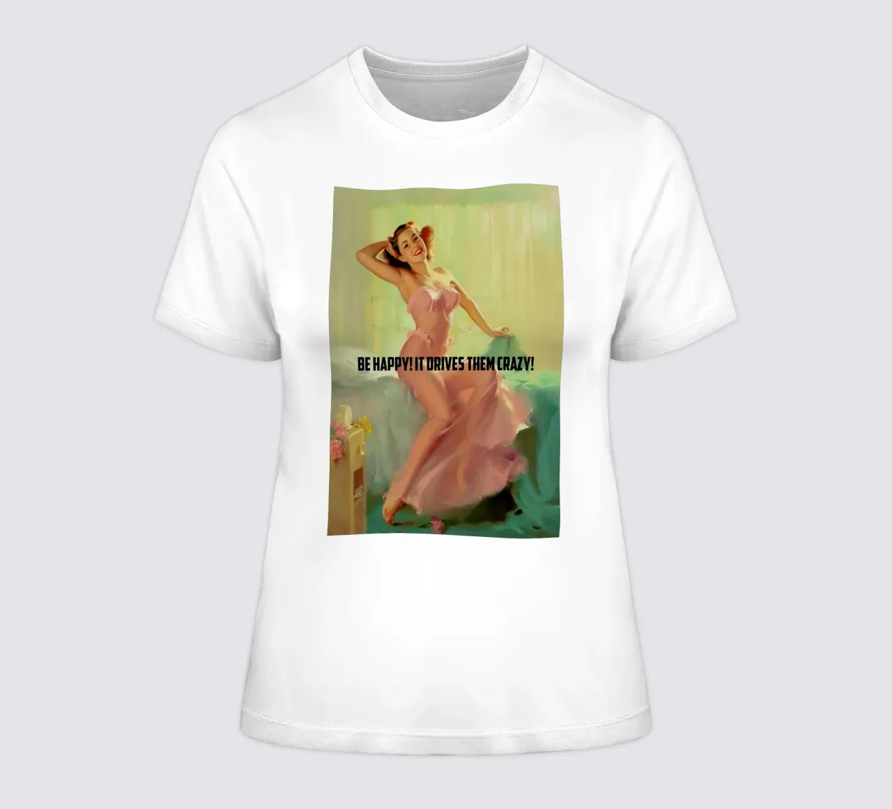 Be Happy! women's fitted t-shirt by Gallery Print and Art Limited