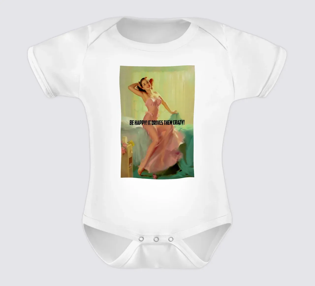 Be Happy! body neonato maniche corte da Gallery Print and Art Limited