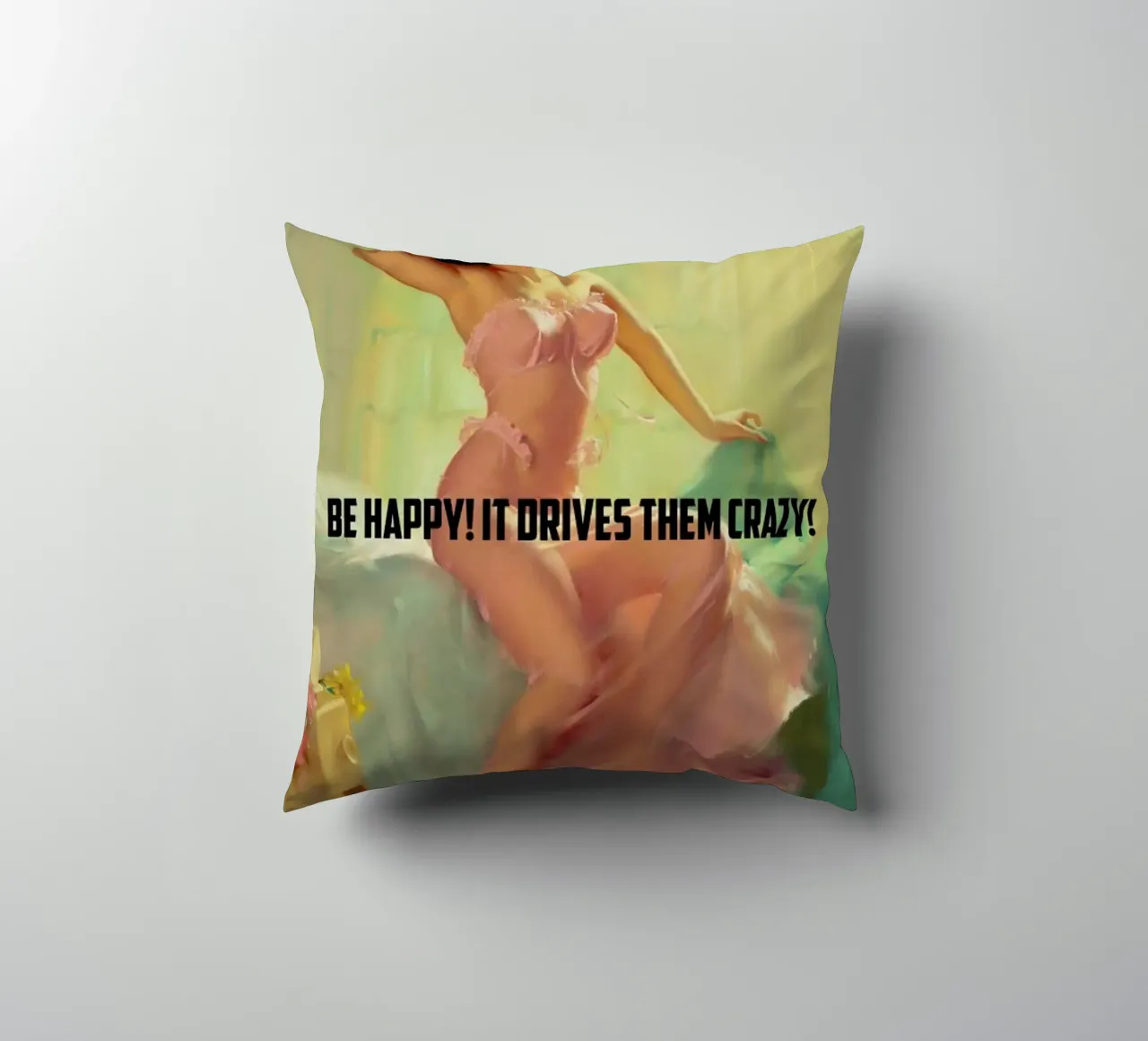 Be Happy! cuscino da Gallery Print and Art Limited