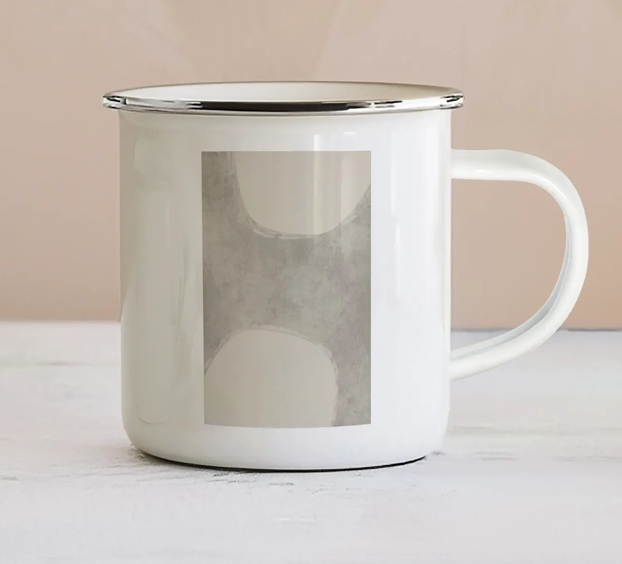 Rustige cirkels - Neutraal abstract emaille mok van Imaginative