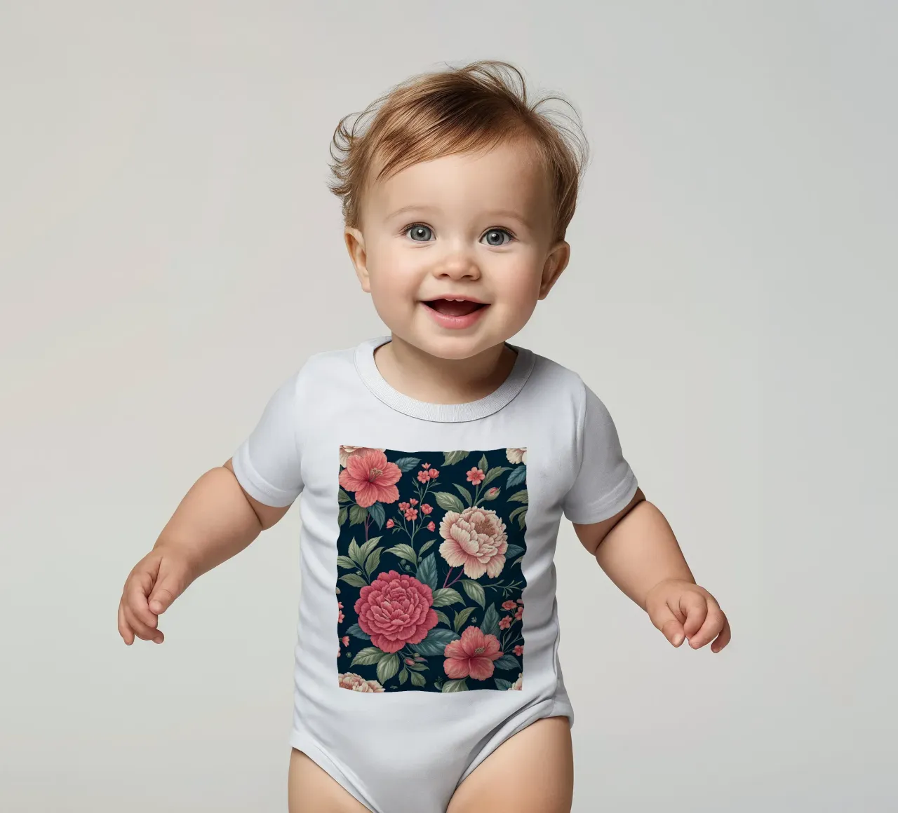 Motivo della fioritura della peonia vivace body neonato maniche corte da Artistic-shop