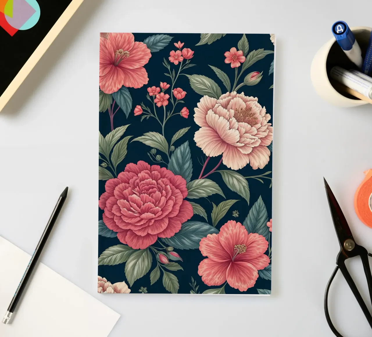 Vivid Peony Bloom Pattern notebook by Artistic-shop