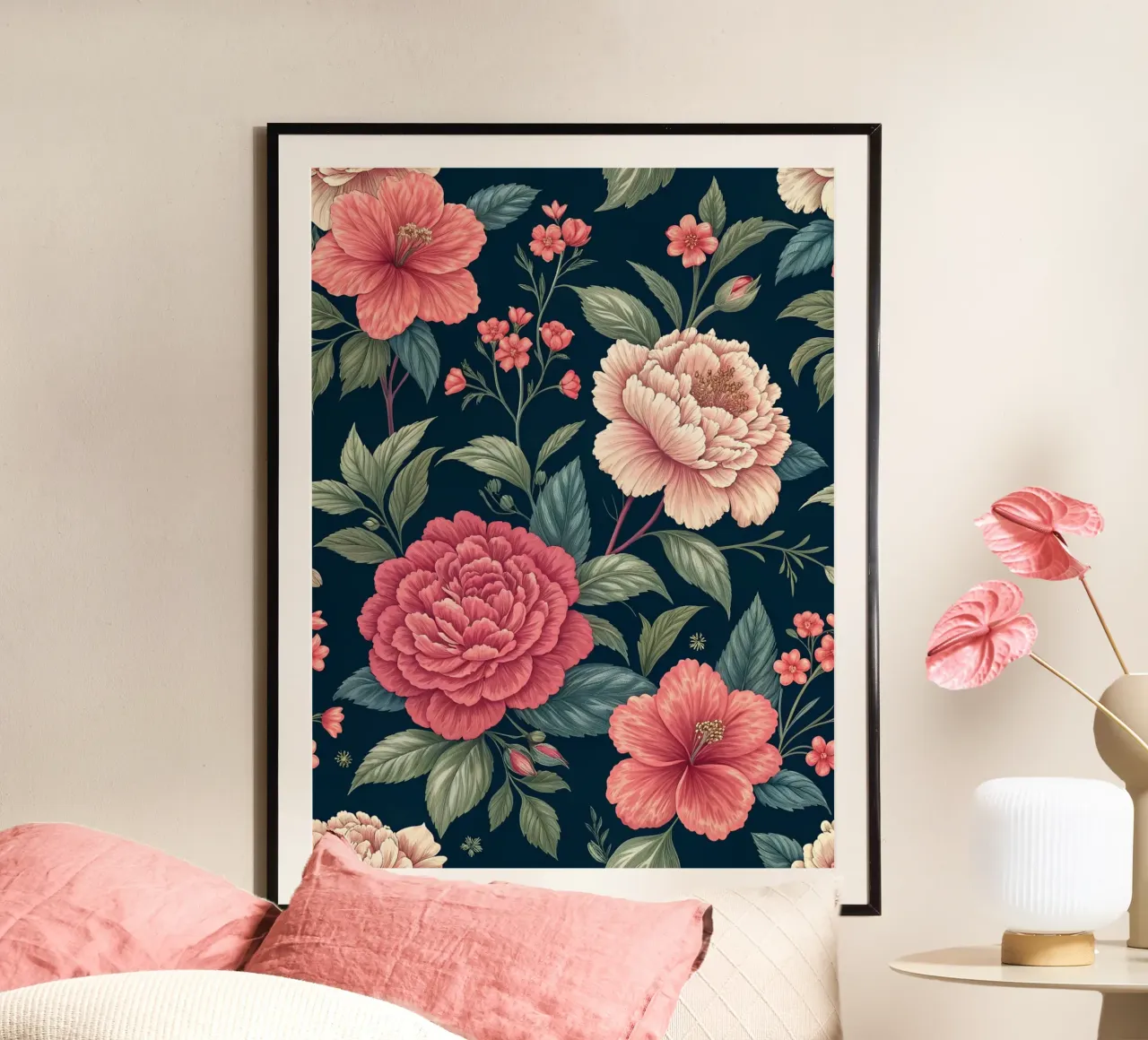Vivid Peony Bloom Pattern poster by Artistic-shop