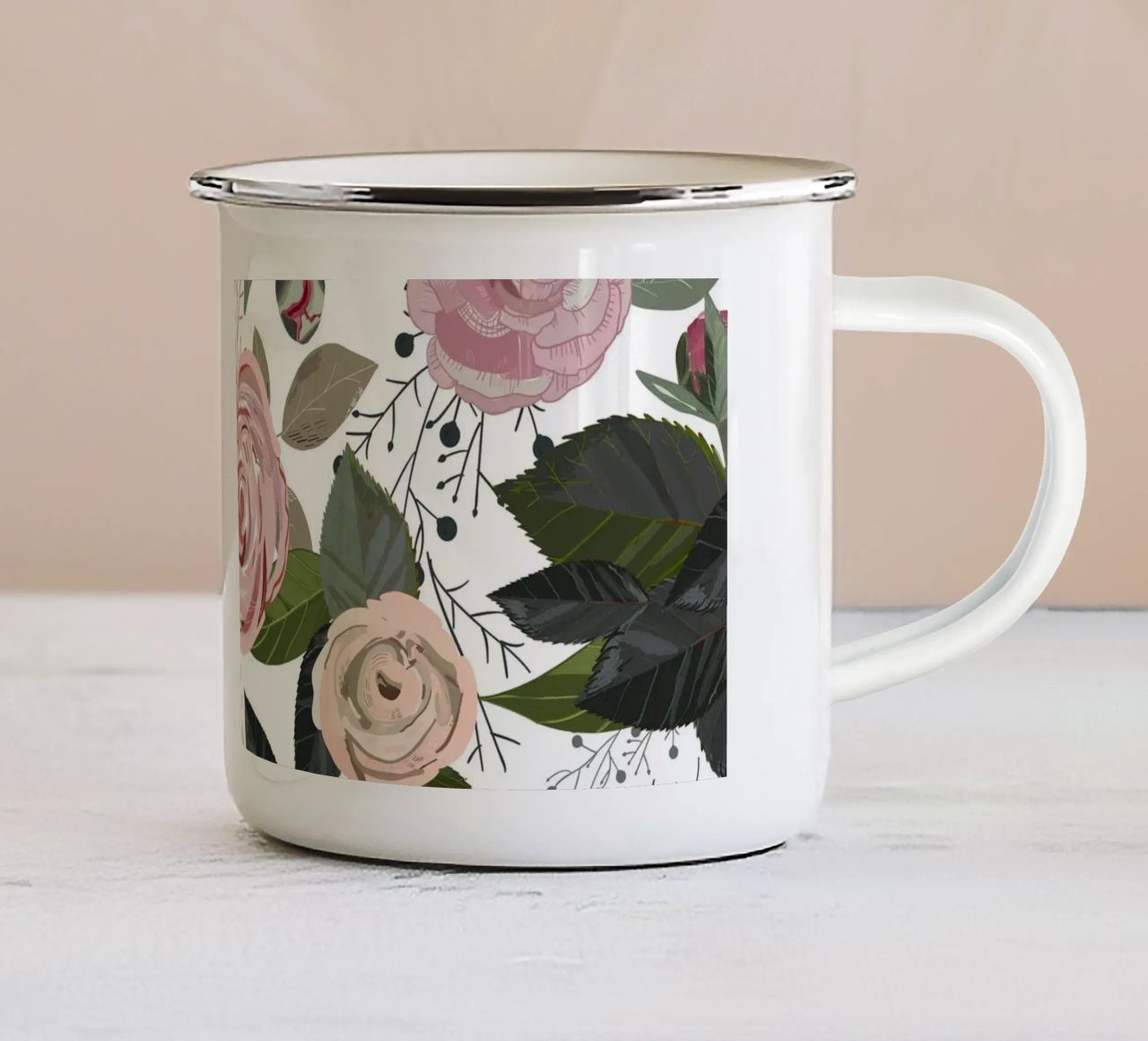Rose e peonie tazza in smalto da gulsengunel