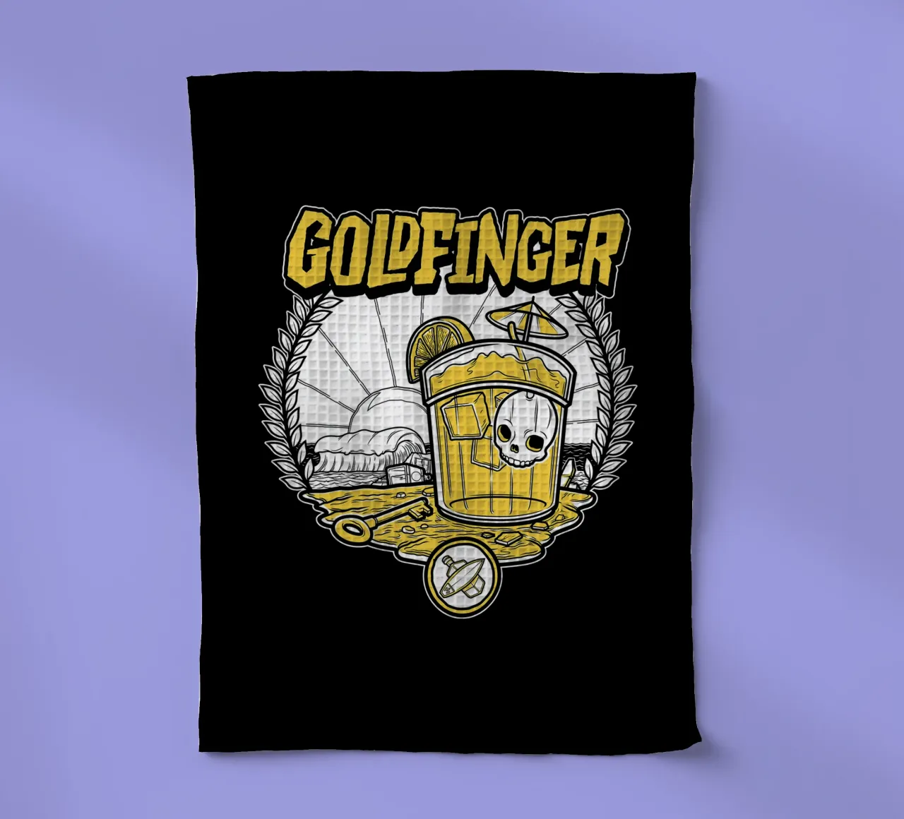 Goldfinger tea towel by lauren shop