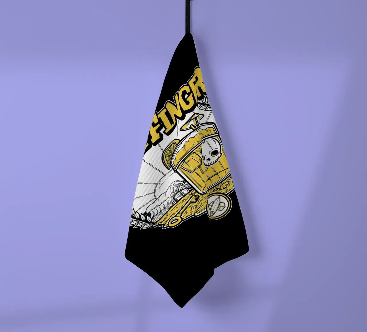 Goldfinger tea towel by lauren shop