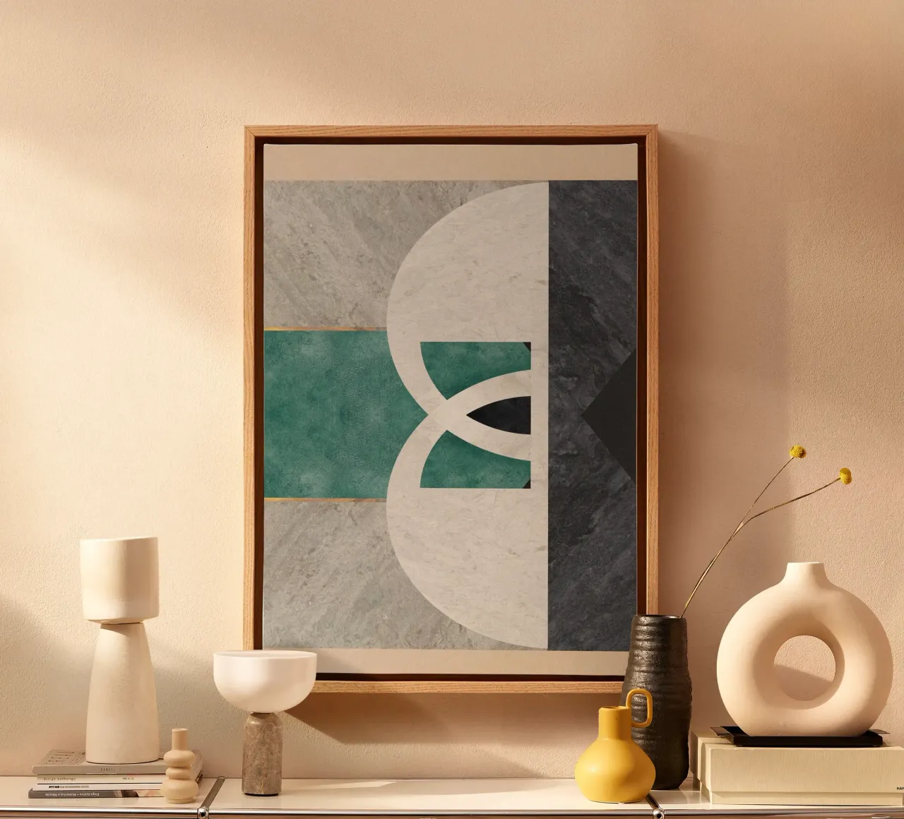 abstract art circle tela con Cornice a cassetta da vintageshop