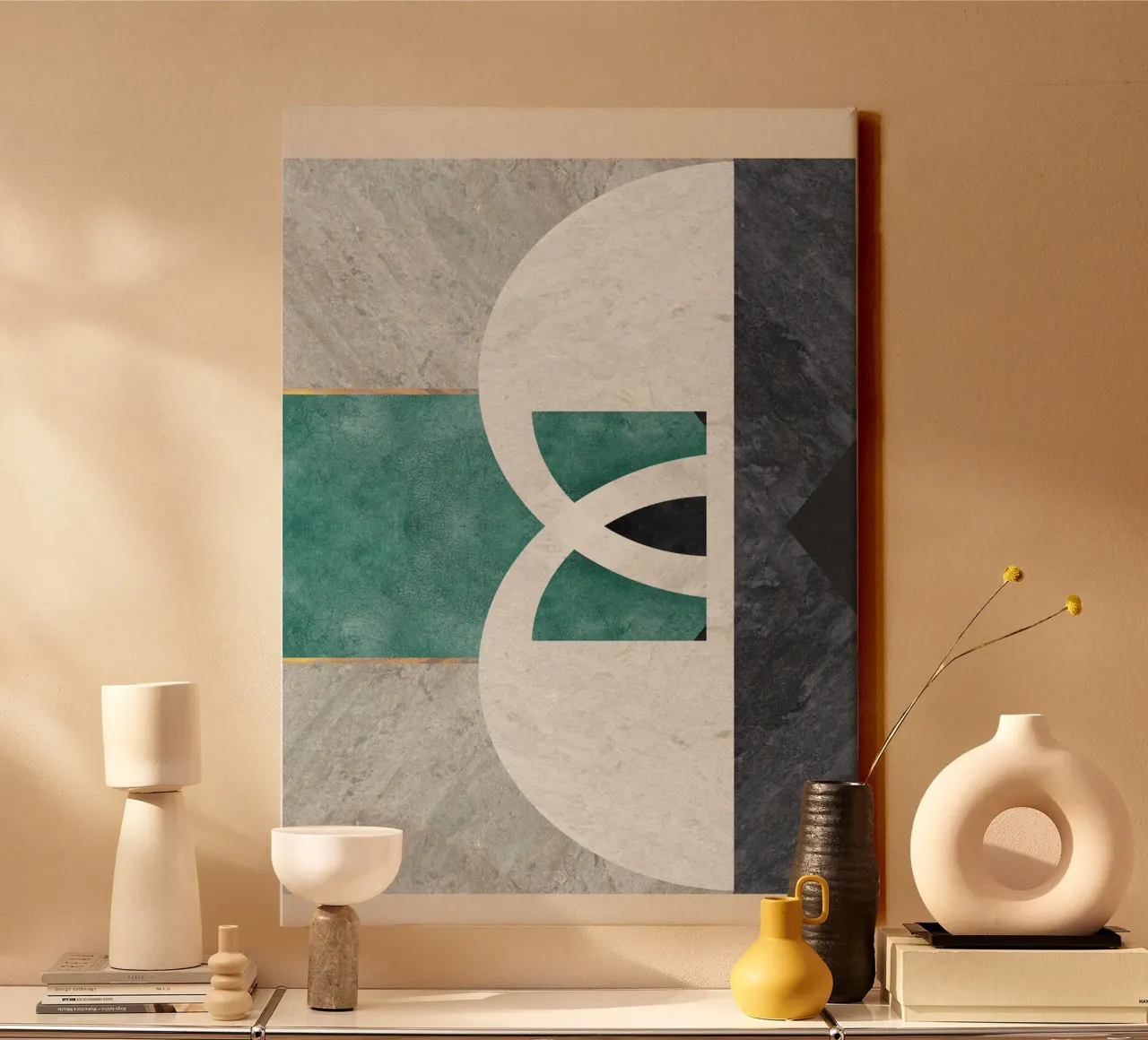abstract art circle tela con Cornice a cassetta da vintageshop