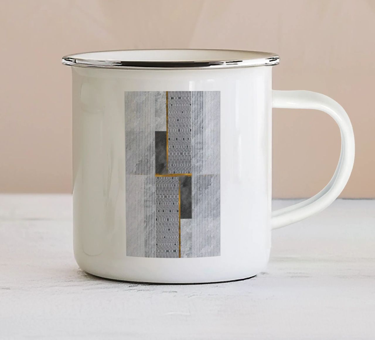 abstract art lines tazza in smalto da vintageshop