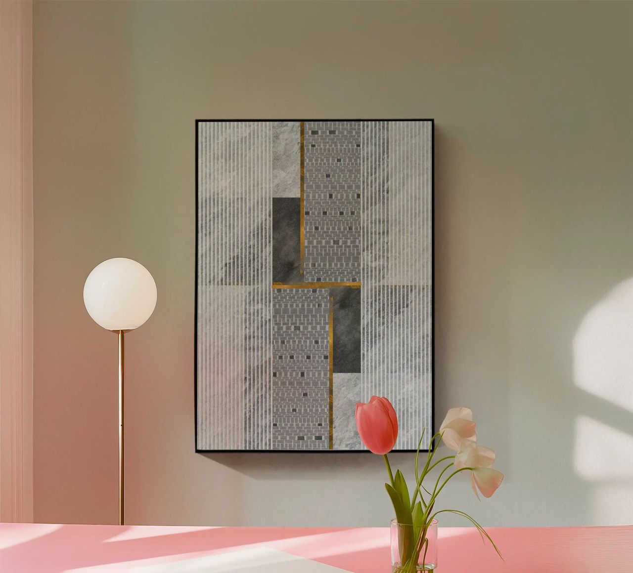 abstract art lines plexiglass da vintageshop