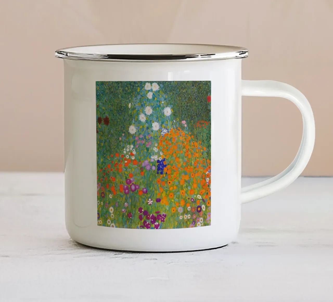 Giardino di casa di Gustav Klimt (1907) tazza in smalto da Gustav Klimt ART Prints