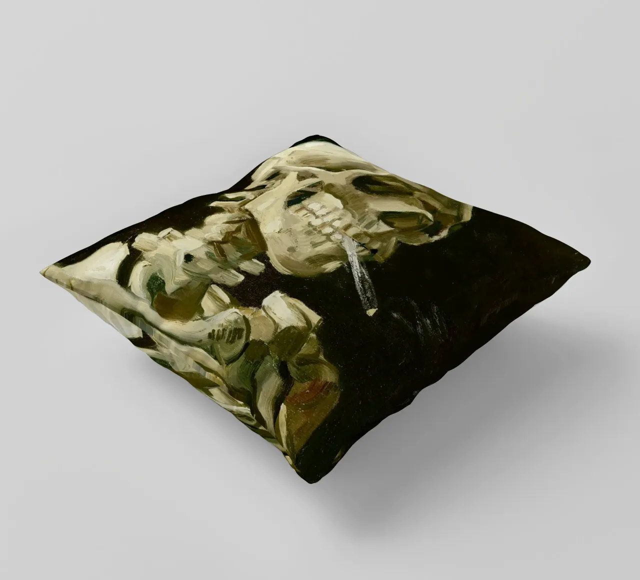 Testa di scheletro con sigaretta accesa di Vincent van G cuscino da Van Gogh Prints
