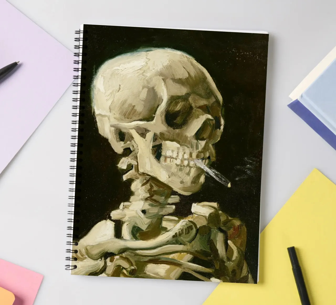 Head of a Skeleton with a Burning Cigarette by Vincent van G spiral notebook by Van Gogh Prints