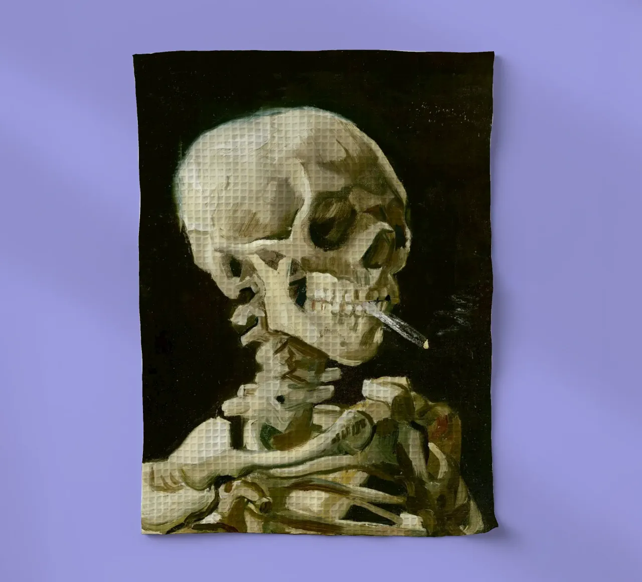 Testa di scheletro con sigaretta accesa di Vincent van G canovaccio da cucina da Van Gogh Prints