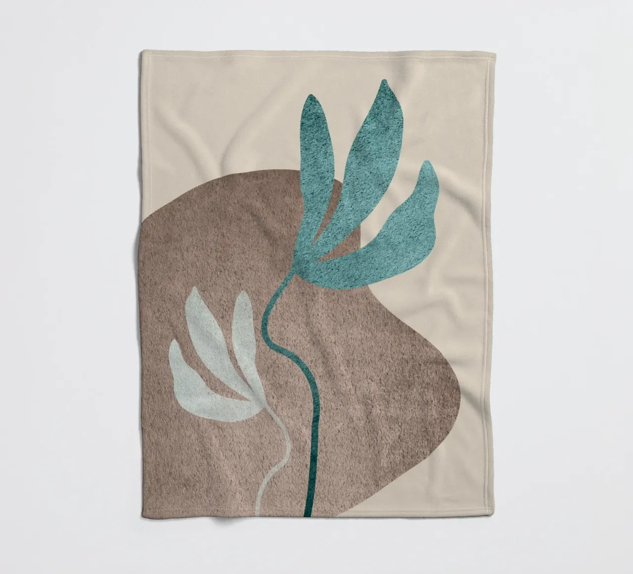 abstract art green leaf fleece blanket by vintageshop
