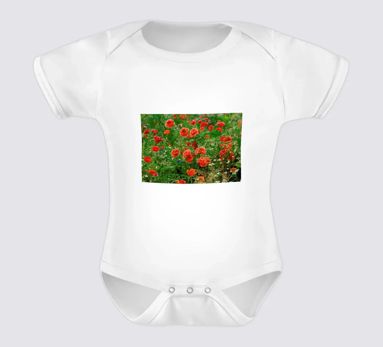 Romantic Red Poppies body neonato maniche corte da Curious Collections by Marielle Leenders